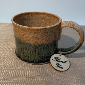 New Handcrafted Rustic Brown and Green Pottery Mug